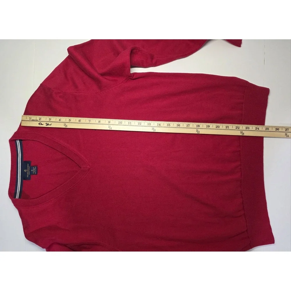 Brooks Brothers Mens‎ Size XL 100% Supima Cotton Red Long Sleeve V Neck Pullover